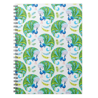 Carnet Motif Paon et Plumes