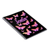 Carnet Motif papillon ajouter Nom rose et noir (Côté Droit)