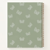 Carnet Motif Papillon Boho Fille de l'École Nom Vert Saug (Dos)