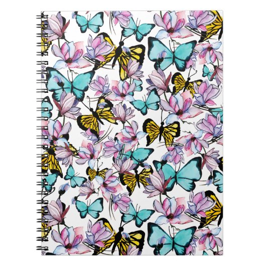 Carnet Motif papillon et flore coque ipad (Devant)