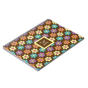 Carnet Motif Pastel de Marguerite sur Fond Brun avec Mono
