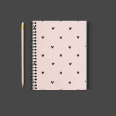 Carnet Motif Pastel Moderne Rose et Coeurs Noirs
