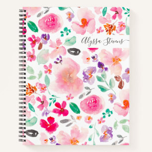 Carnet Motif pastel rose fleur sauvage