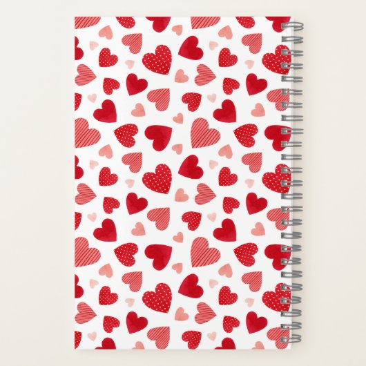 Carnet Motif Patchwork Cœurs Rouges Aquarelle (Verso)