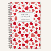 Carnet Motif Patchwork Cœurs Rouges Aquarelle (Recto)