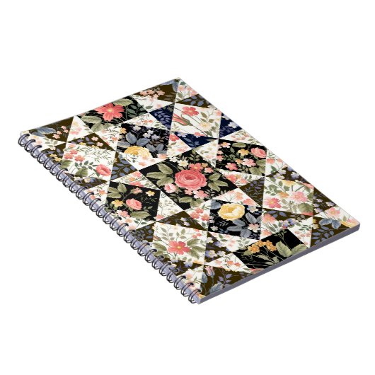 Carnet motif patchwork transparent avec fleurs (Côté Droit)