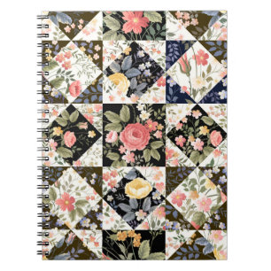 Carnet motif patchwork transparent avec fleurs