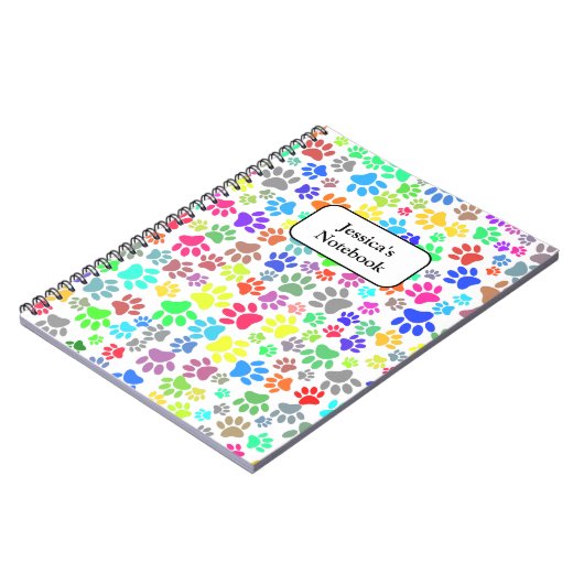 Carnet Motif Paw Chiot Coloré (Côté gauche)