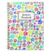 Carnet Motif Paw Chiot Coloré (Devant)