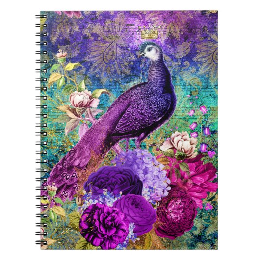 Carnet Motif Peacock Illustré vintage (Devant)