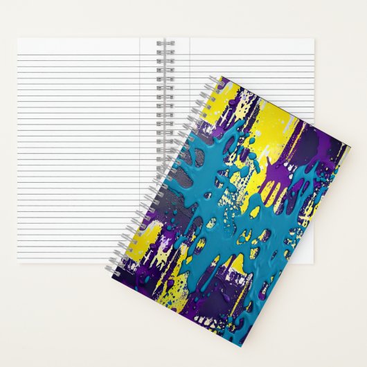 Carnet Motif peint en violet violet à motif turquoise (À l'intérieur)