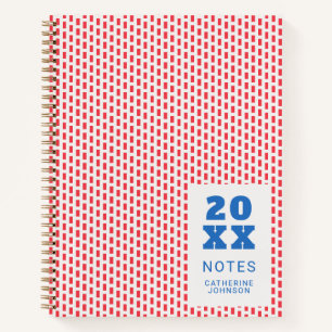 Carnet Motif personnalisé à rayures rouges