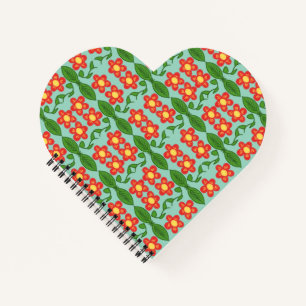 Carnet Motif personnalisé de fleurs et de feuilles d'art 