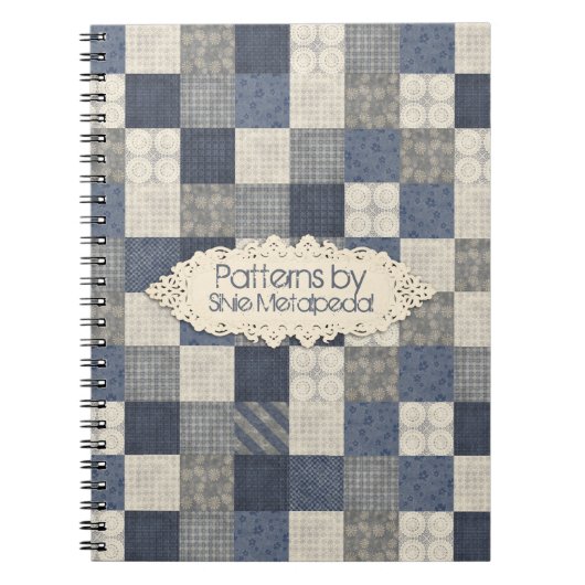 Carnet Motif piquant de quilter de crème bleue de denim (Devant)