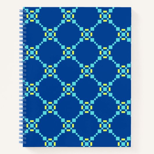 Carnet Motif Pixelé bleu et jaune (Devant)