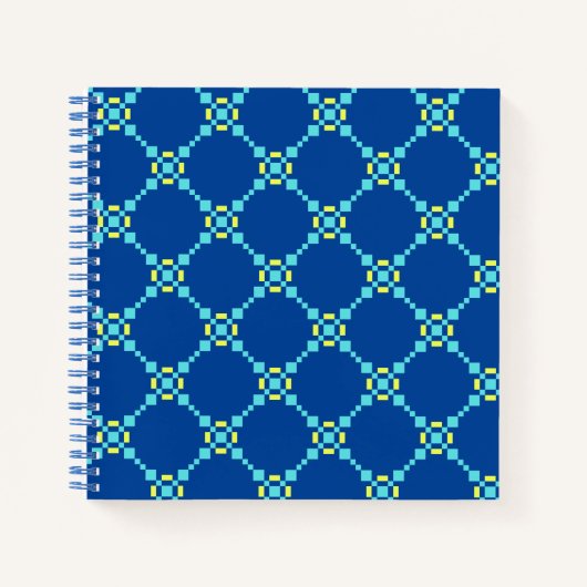 Carnet Motif Pixelé bleu et jaune (Devant)