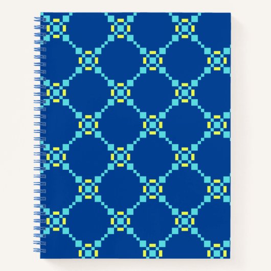 Carnet Motif pixelisé bleu et jaune (Devant)