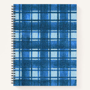 Carnet Motif Plaid bleu et blanc moderne Denim