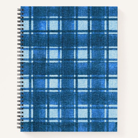 Carnet Motif Plaid bleu et blanc moderne Denim (Devant)