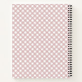 Carnet Motif Plaid Minimaliste Personnalisé Coupé Rose (Dos)