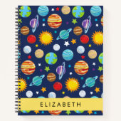 Carnet Motif, Planètes, Étoiles, Cosmos, Votre Nom (Devant)