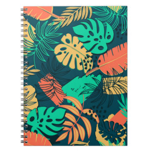 Carnet Motif plat tropique dessiné à la main. Paume feuil
