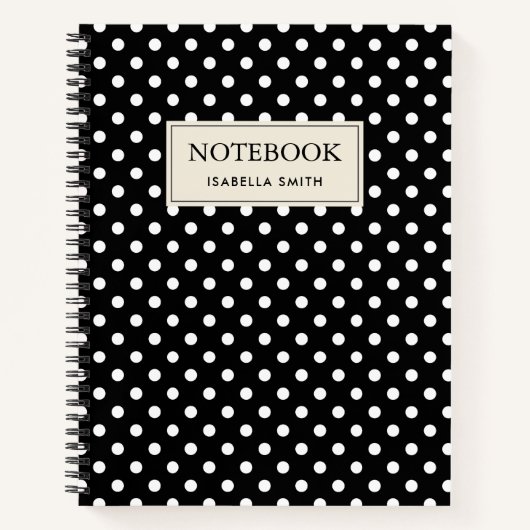 Carnet Motif Pois Blanc Noir et blanc (Devant)
