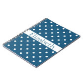 Carnet Motif Pois bleu et blanc personnalisé (Côté gauche)