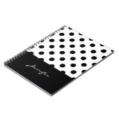 Carnet Motif Pois noir et blanc Rero avec nom (Côté gauche)