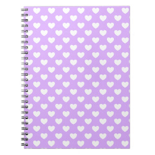 Carnet Motif Polka Dot De Lavande Douce Et Coeurs Blancs