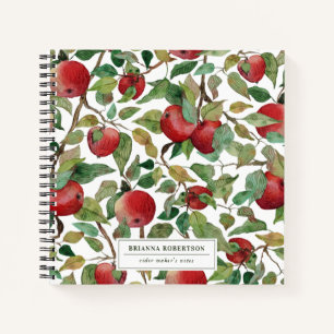 Carnet Motif pomme à l'aquarelle Monogramme du fabrica