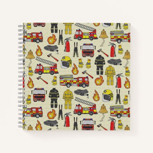 Carnet Motif pompier, Camion-feu, Secourt, Flam (Devant)