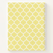 Carnet Motif Quatrefoil Jaune Moderne Personnalisé (Dos)