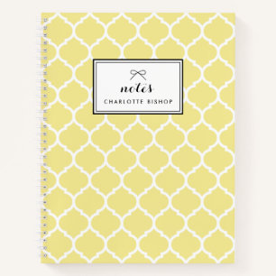 Carnet Motif Quatrefoil Jaune Moderne Personnalisé