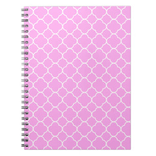 Carnet Motif Quatrefoil Rose Et Blanc