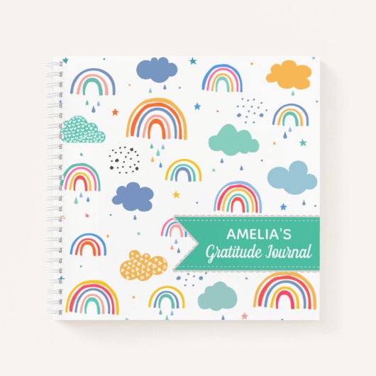 Carnet Motif Rainbow moderne Gratitude personnalisée (Devant)