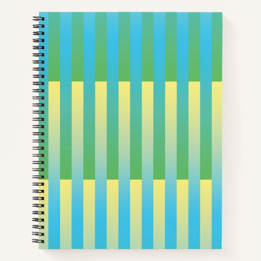 Carnet Motif rayé bleu jaune vert (Devant)