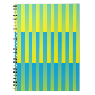 Carnet Motif rayé bleu jaune vert