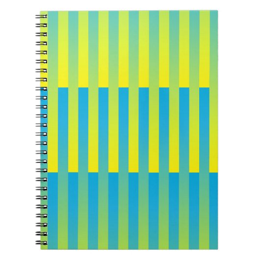 Carnet Motif rayé bleu jaune vert (Devant)