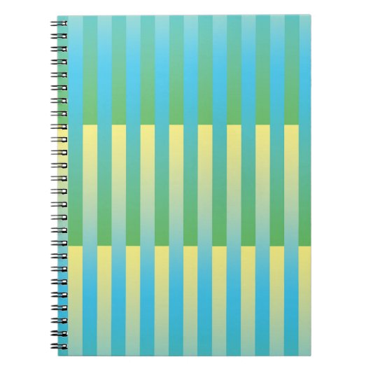 Carnet Motif rayé bleu jaune vert (Devant)