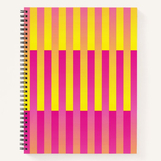 Carnet Motif rayé orange jaune rose (Devant)