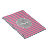 Carnet Motif rayé rose monogramme (Côté Droit)