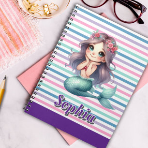Carnet Motif rayé sirène personnalisé