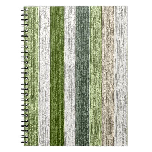 Carnet Motif rayé vert et crème (Devant)