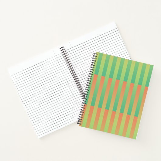 Carnet Motif rayé vert orange (Intérieur)