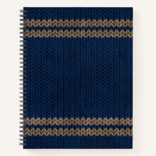 Carnet Motif rayure à l'aspect tricoté bleu