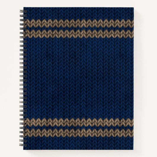 Carnet Motif rayure à l'aspect tricoté bleu (Devant)