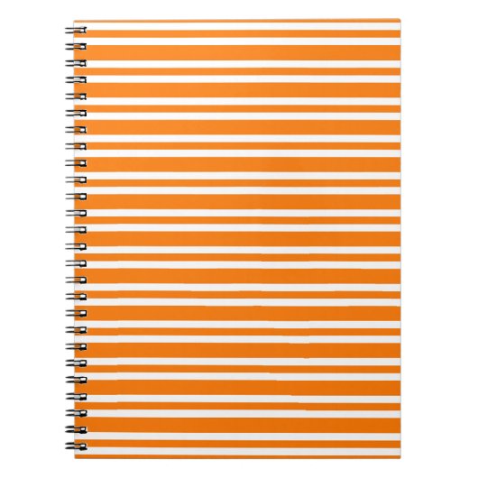 Carnet Motif rayures blanches orange (Devant)
