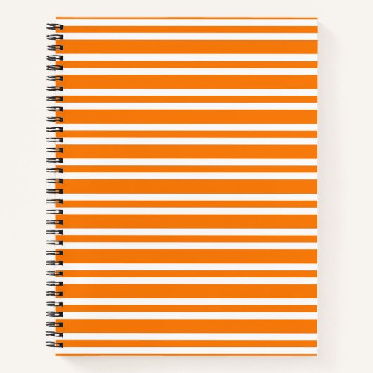 Carnet Motif rayures blanches orange (Devant)