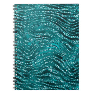 Carnet Motif rayures de tigre ombré sarcelle pailleté Gla